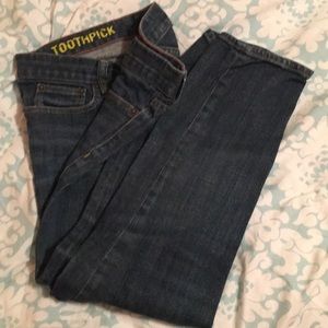 Jcrew toothpick skinnies in faded dark wash